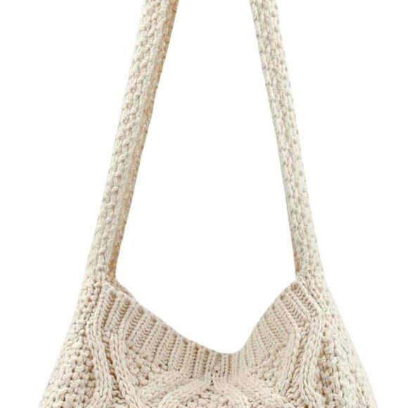 Handbags - Women's Crochet Tote Bag Woven Knit Large Capacity Shoulder Handbag